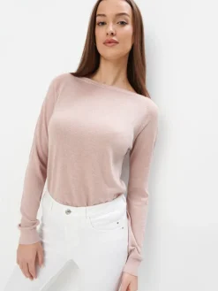 MOHITO Pudrowy sweter z metalizowaną nitką pastelowy ru00f3u017cowy Outlet