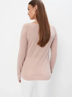 MOHITO Pudrowy sweter z metalizowaną nitką pastelowy ru00f3u017cowy Outlet