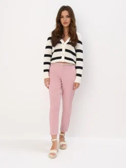 MOHITO Różowe spodnie chino slim z paskiem ru00f3u017cowy Clearance