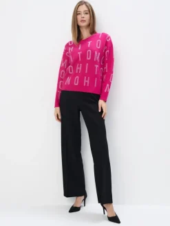 MOHITO Różowy sweter z aplikacją fuksjowy Fashion