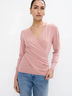 MOHITO Różowy sweter z kopertowym dekoltem ru00f3u017cowy Discount