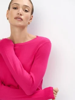 MOHITO Różowy sweter z wiskozą fuksjowy Outlet