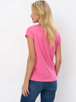 MOHITO Różowy t-shirt z krótkim rękawem fuksjowy New