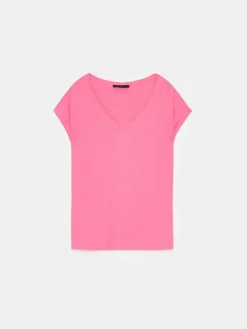 MOHITO Różowy t-shirt z krótkim rękawem fuksjowy New
