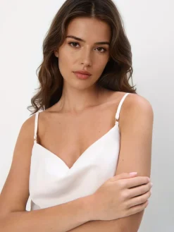 MOHITO Satynowy biały top biau0142y Online