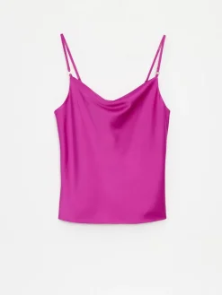 MOHITO Satynowy fuksjowy top fioletowy Discount