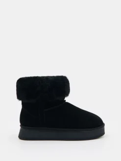 MOHITO Skórzane czarne buty śniegowce czarny Online