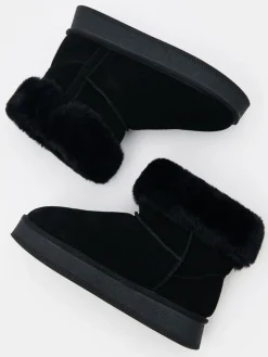 MOHITO Skórzane czarne buty śniegowce czarny Online