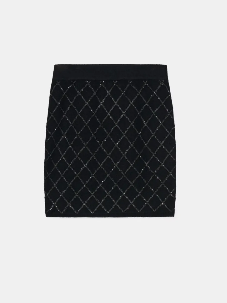 MOHITO Spódnica mini z ozdobnymi elementami czarny Outlet