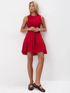 MOHITO Spódnica mini z paskiem czerwony Fashion
