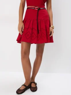 MOHITO Spódnica mini z paskiem czerwony Fashion