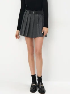 MOHITO Spódnica mini z paskiem szary Online