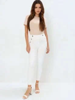 MOHITO Spodnie skinny kremowy Clearance