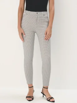 MOHITO Spodnie skinny w pepitkę czarny Fashion