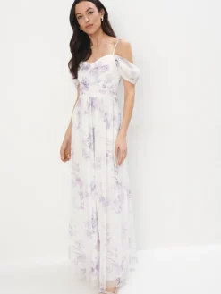 MOHITO Sukienka maxi w kwiaty kremowy Discount
