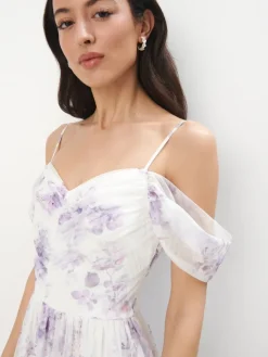 MOHITO Sukienka maxi w kwiaty kremowy Discount