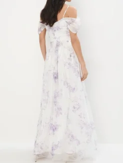 MOHITO Sukienka maxi w kwiaty kremowy Discount