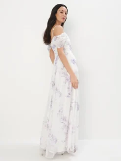 MOHITO Sukienka maxi w kwiaty kremowy Discount