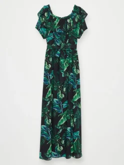 MOHITO Sukienka maxi w roślinny print czarny Outlet