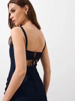 MOHITO Sukienka midi na ramiączkach granatowy Fashion