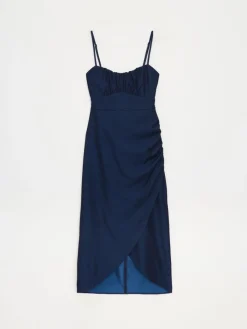 MOHITO Sukienka midi na ramiączkach granatowy Fashion