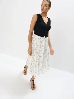 MOHITO Sukienka midi w grochy biau0142y Clearance