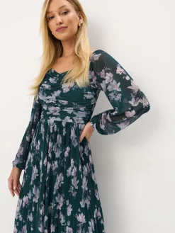 MOHITO Sukienka midi z bufiastymi rękawami miu0119towy New