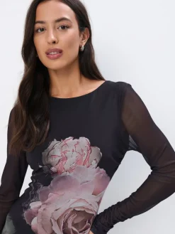 MOHITO Sukienka midi z dzianiny mesh czarny Discount