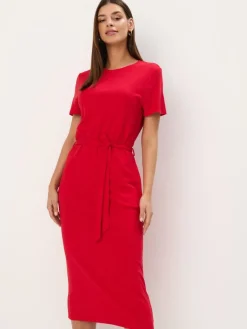 MOHITO Sukienka midi z krótkim rękawem czerwony Fashion