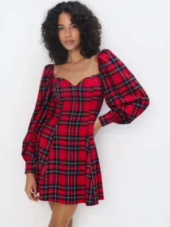MOHITO Sukienka mini w kratę czerwony Outlet