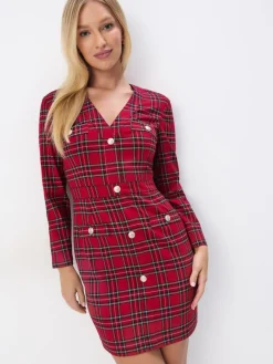 MOHITO Sukienka mini w kratę czerwony Clearance