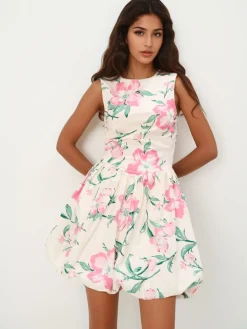 MOHITO Sukienka mini w kwiaty pastelowy ru00f3u017cowy New