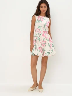 MOHITO Sukienka mini w kwiaty pastelowy ru00f3u017cowy New