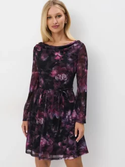 MOHITO Sukienka mini w kwiaty czarny Online