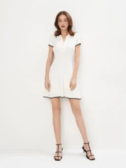 MOHITO Sukienka mini z kołnierzykiem polo kremowy Clearance