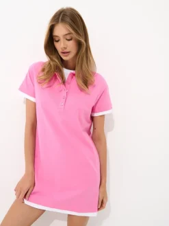 MOHITO Sukienka mini z kołnierzykiem polo ru00f3u017cowy Hot