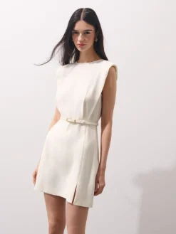 MOHITO Sukienka mini z paskiem kremowy Sale