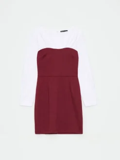 MOHITO Sukienka mini ze wstawką koszulową kasztanowy New