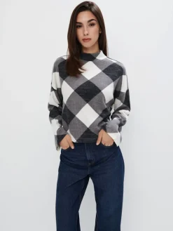 MOHITO Sweter w kratę szary Clearance