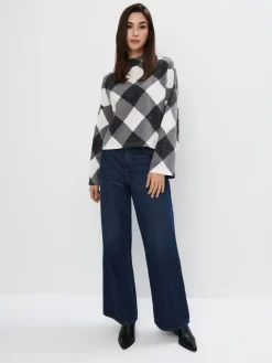 MOHITO Sweter w kratę szary Clearance