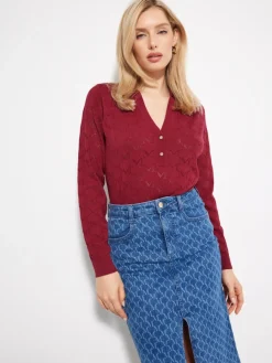 MOHITO Sweter z dekoltem V kasztanowy Discount