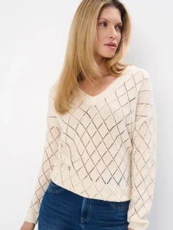 MOHITO Sweter z dekoltem V beu017cowy Clearance