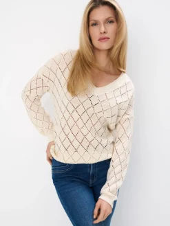 MOHITO Sweter z dekoltem V beu017cowy Clearance