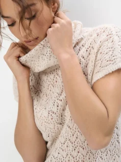 MOHITO Sweter z krótkim rękawem beu017cowy New