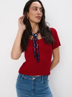 MOHITO Sweter z krótkim rękawem czerwony Hot