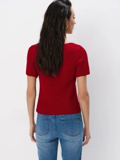 MOHITO Sweter z krótkim rękawem czerwony Hot