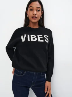 MOHITO Sweter z napisem czarny Online
