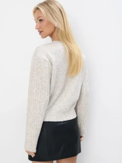 MOHITO Sweter z ozdobnym splotem szary New