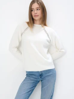 MOHITO Sweter z ozdobnymi elementami biau0142y Hot
