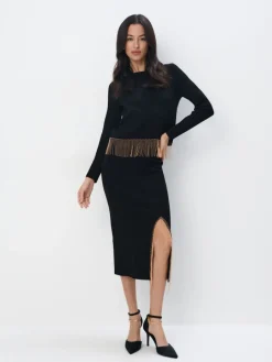 MOHITO Sweter z ozdobnymi elementami czarny New